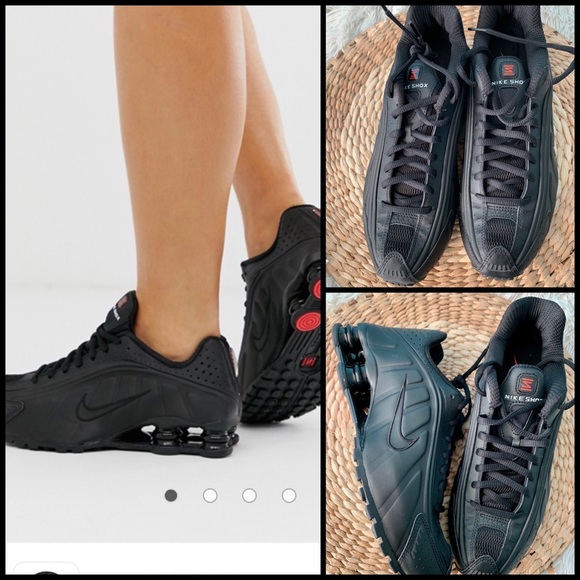 womens nike shox r4 all black
